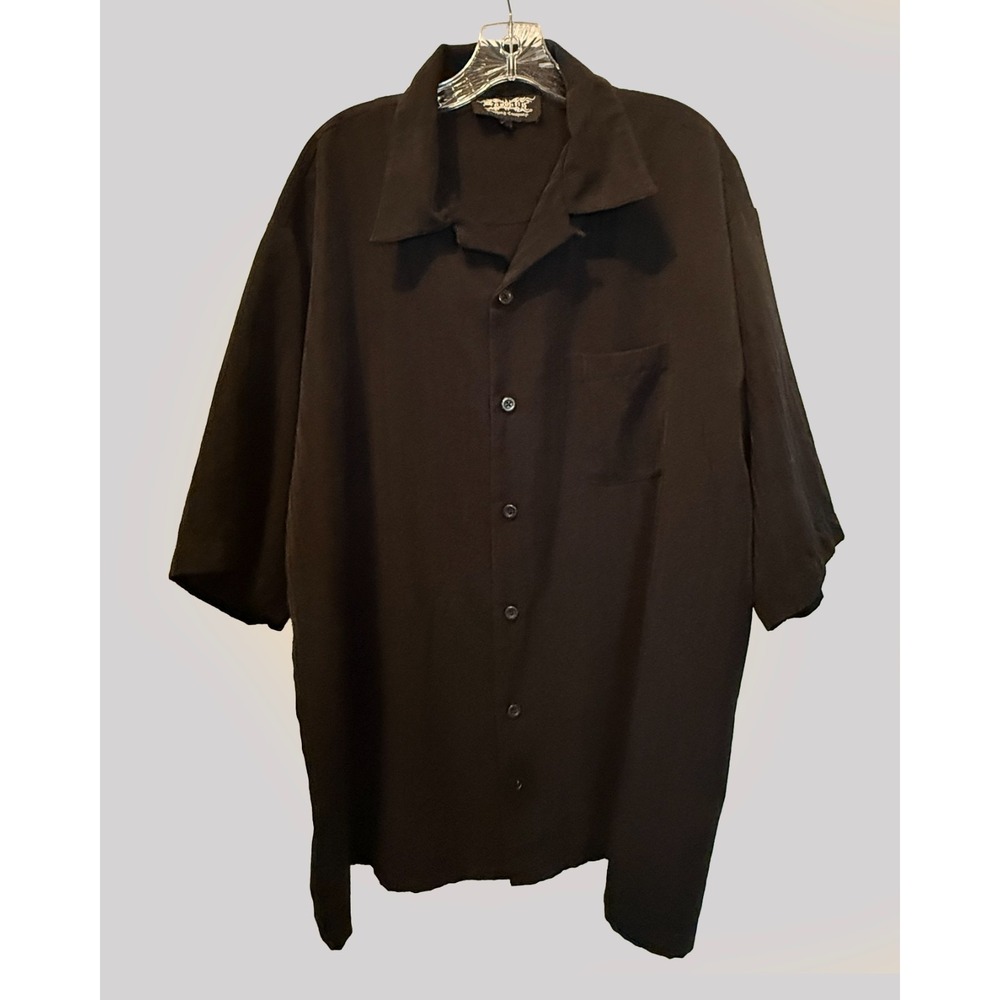 Dragonfly Clothing Company Mens Black Striped Short Sleeve Button Up Shirt XL